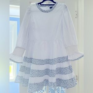 NWOT TUCKERNUCK POMANDER PLACE WHITE DRESS W FLORAL STRIPE DETAILS SZ SMALL
